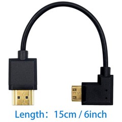 Ultra-Thin Short 90 Degree HDMI to Mini HDMI Cable 6inch/15cm, Left Angled Mi…