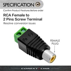 5 Pack Female RCA Socket Plugs to Bare Wire 2 pin Screw Down Terminal Connector