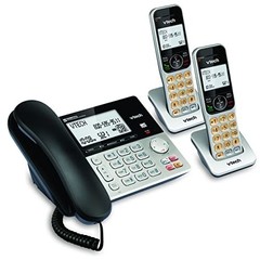 VTech – DECT 6.0 2 Handsets Corded Cordless Phone w/ Answering Machine, VG208-2