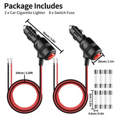 2Pcs 12V Car Cigarette Lighter Plug Socket Heavy Duty Adapter with On/Off Switch