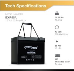 2 ExpertPower – 12V 50Ah 55Ah SLA Battery 12500 Screw in Terminals (B4)