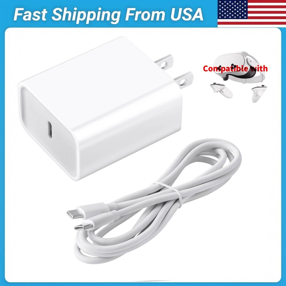AC Adapter For Oculus Quest 3S 3 2 Pro Quest 1 20W VR Fast Charging Cable USB C
