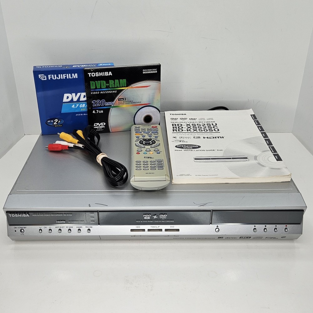 Toshiba RD-KX50SU HDD/DVD Recorder Player 80 GB w/ Remote Manual DVDs AV Cable