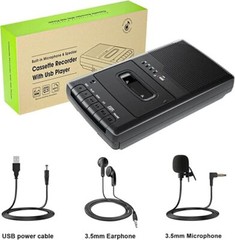 Portable Cassette Player Recorder with Stand-Alone Microphone Converter to USB