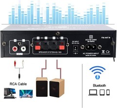 AK35 Stereo Amplifier Home Audio Max 200W Power 2Channel Stereo Receiver with BT
