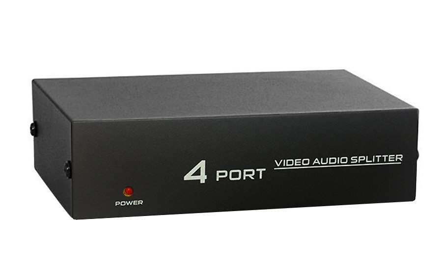 1 In 4 Out RCA Video Stereo Audio Distributor Splitter With DC 9V Power Supply