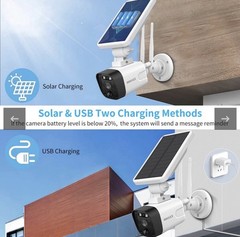 OOSSXX Solar Wireless Security 2Cameras W/Station Outdoor WiFi CCTV Night Vision