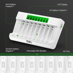 EBL 8-Bay AA AAA Battery Charger for NiMH AA AAA Rechargeable Batteries
