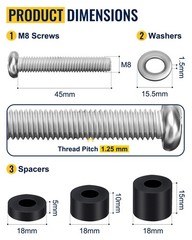 Upgraded M8 Screws Kit for Samsung TV – 45Mm + 6 Length Options, TV Mounting Scr
