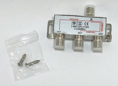3-Way Coaxial CABLE SPLITTER Digital HDTV Satellite CATV 1:3 Power Pass 2.3GHz