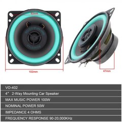 Automotive Car Audio 4 Inch 100 Watt 4 Ohm 2 Way Coaxial Speaker Replace 1 Pair