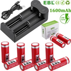 EBL 18500 Rechargeable Battery 1600mAh 3.7V Li-ion Batteries / LED Charger Lot