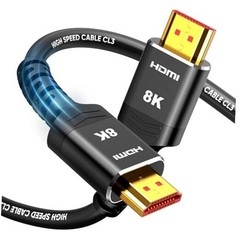15 FT HDMI Cable – 4K 8K 10K 2.1 Cord – Black – 8K @ 60Hz – 1 Pack