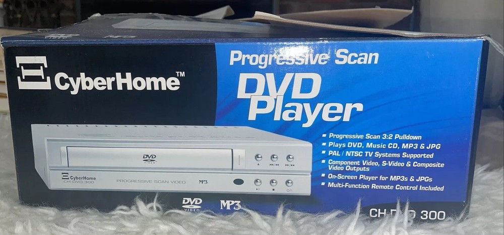 Cyber Home Progressive Scan CH DVD300 DVD Player CD MP3 JPG Never Used