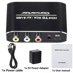 HDMI Input to RCA Output+3.5mm Audio Output HDMI to RCA Converter Adapter