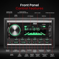 Pyle Power Amplifier Double DIN Bluetooth LCD Display Black Panel
