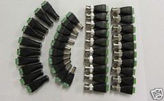 10sets CAT5 to BNC Coaxial Video Balun & Male Female DC Power Connectors