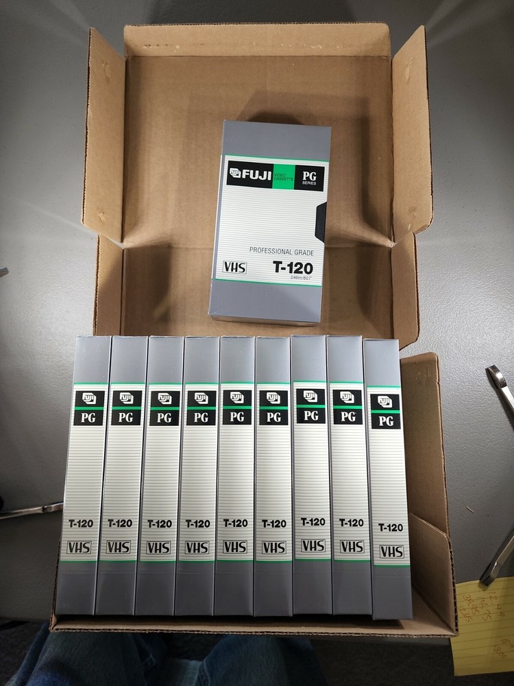 Fuji Film Pro T-120 6 Hours Professional PG VHS Video Tape NEW Box of 10, SEALED