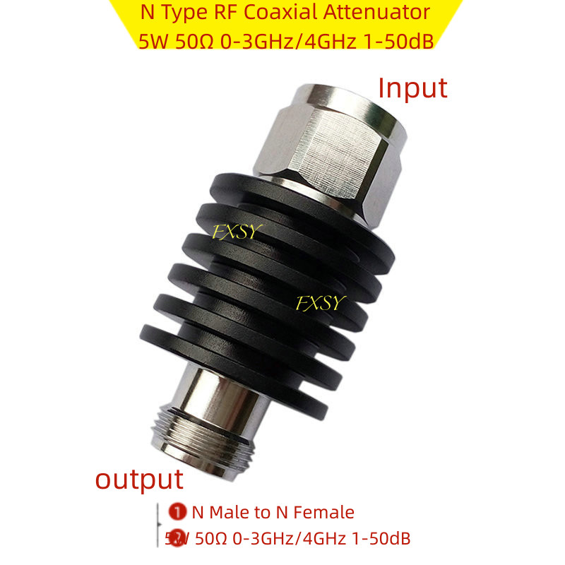 N Type RF Coaxial Attenuator 5W 50Ω 0-3GHz/4GHz 1/2/3/5/6/10/15/20/25/30/40/50dB