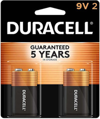 Coppertop 9V Battery, 2 Count (Pack of 1), Long-Lasting All-Purpose Alkaline 9V