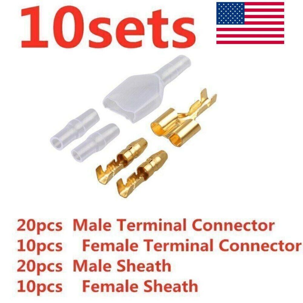 10 Sets Male Female Wire Crimp Connectors 4.0mm Copper Bullet Terminals Kit