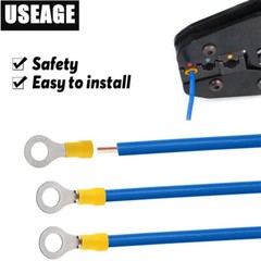 12-10 YELLOW Guage Wire Ring Terminals Electrical Vinyl Connectors Assortment