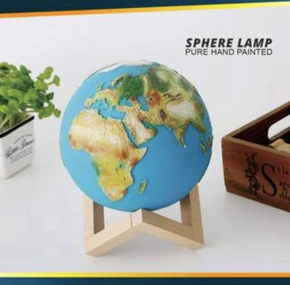 Hand Painted Himalayan Glow Wireless BLE Speaker Earth Lamp W/remote USB-C