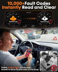 Easy to Use 2-in-1 OBD2 Scanner with Battery Tester: 1S Read & Clear Check