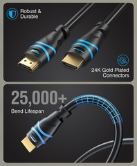 4K HDMI Cable 6FT- 3 Pack, (8K 60Hz HDR, HDCP 2.3, High Speed 48Gbps)
