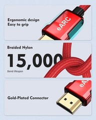 4k Hdmi Arc Cable for Soundbar, 4k 60hz Hdmi 2.0 Cable 6.6ft, (18gbps, Arc, Hdcp