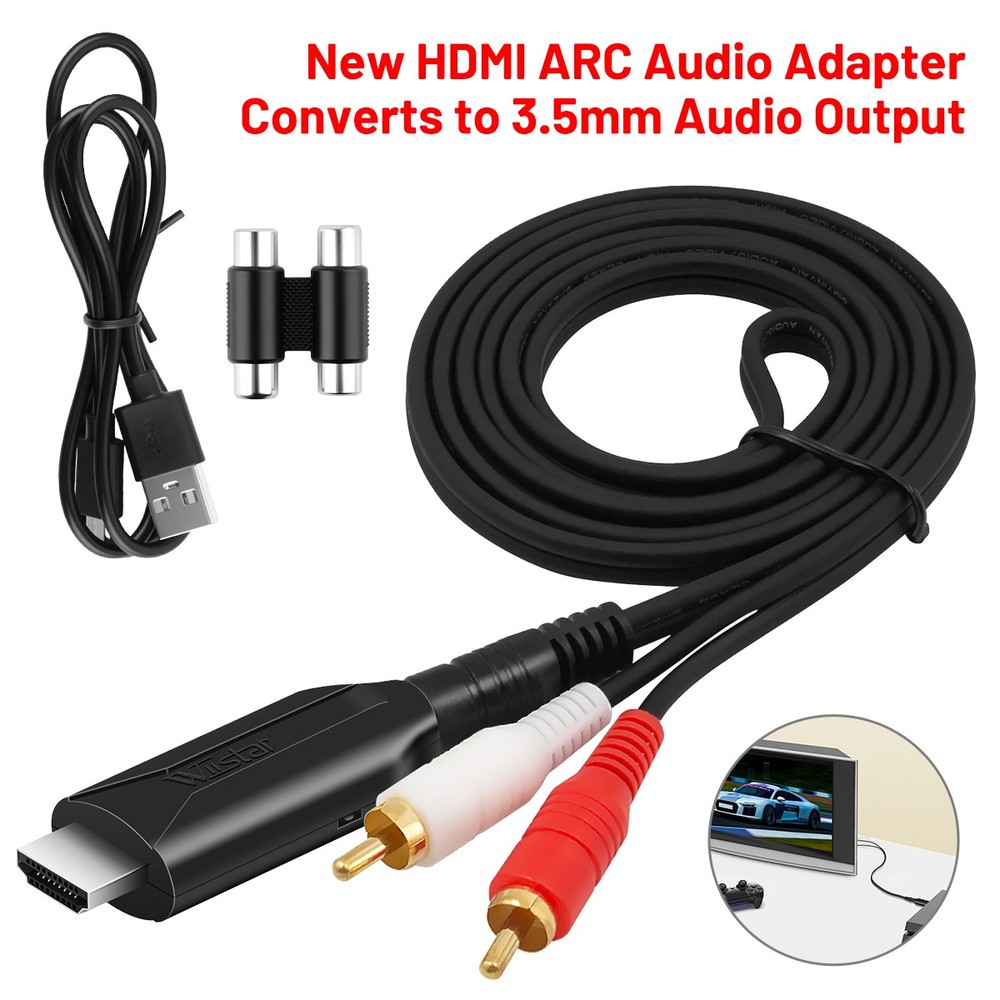 192KHz HDMI ARC to 3.5mm RCA Audio Converter for TV Soundbar Speaker USB Powered