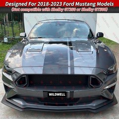 WildWell Mustang Grill For Ford Mustang 2018-2023 Front Upper 2018-2023 Black