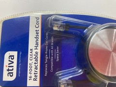 Ativa 16 Ft. Retractable Handset Cord-Minder AT26812 New NOS
