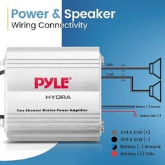 Pyle 2 Channel 300W RMS Waterproof iPod/MP3 Marine Power Amplifier – White