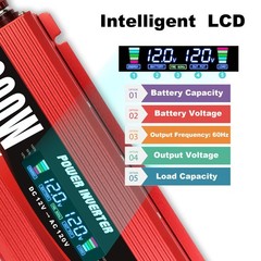 Cantonape 1200W Car Power Inverter DC 12V to 110V/120V AC 1200W, Red