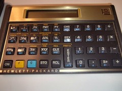HP 12C calculator vintage Brazil with protective sleeve