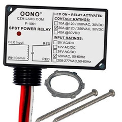 SPST 20Amp 250Vac/30Vdc Power Relay Module, Plastic Enclosure and Pre AC 120V