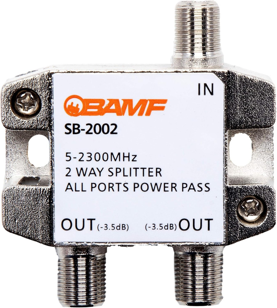 BAMF 2-Way Coax Cable Splitter, Bi-Directional Moca 5-2300Mhz – High-Performance