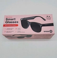 Wear IQ Smart Glasses Black Wireless Phone Music Play, Touch Control, UV400 NEW