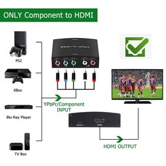 YPbPr to HDMI Converter, Component HDMI, RGB Converter Black