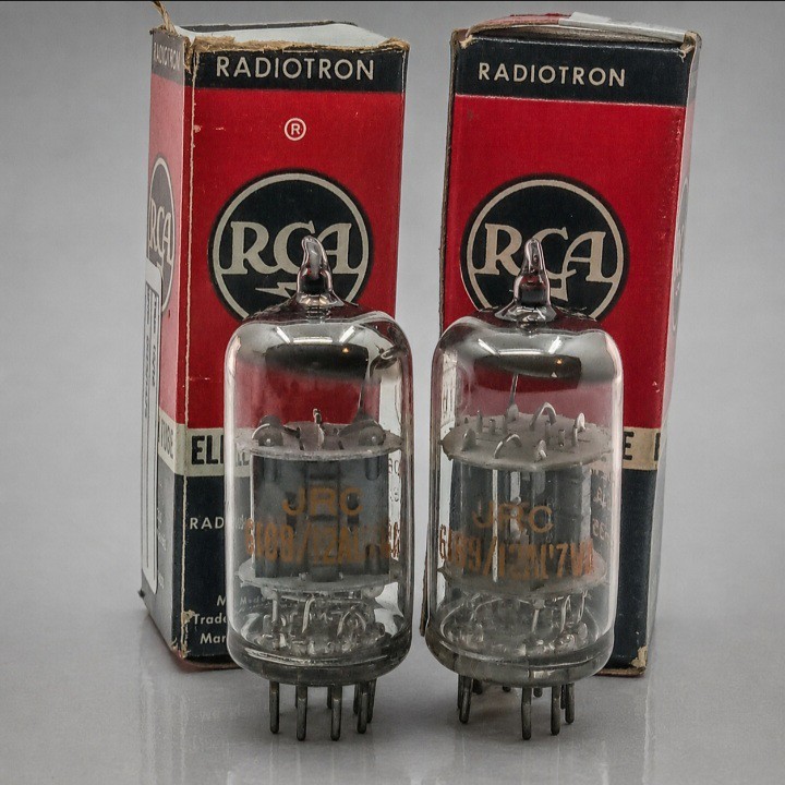 MATCHED PAIR RCA JRC6189WA/12AU7A/BLACK PLATES DUAL SUPPORT RODS/MAXI TESTED