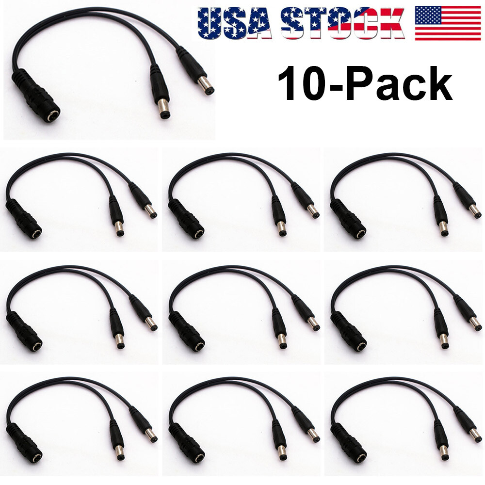 10-Pack DC Power Splitter Cable Cord Adapter 1:2 CCTV Security Camera DVR LED