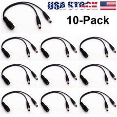 10-Pack DC Power Splitter Cable Cord Adapter 1:2 CCTV Security Camera DVR LED