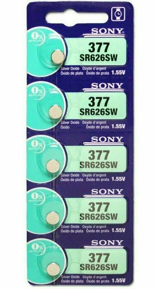5 New SONY 377 SR626SW SR66 377 1.55V Silver Oxide Watch Battery – USA Seller