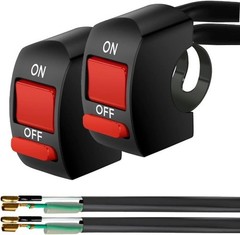 2pcs 22mm Handlebar Mounting ON-OFF Switch, Universal Motorcycle Red-Latching