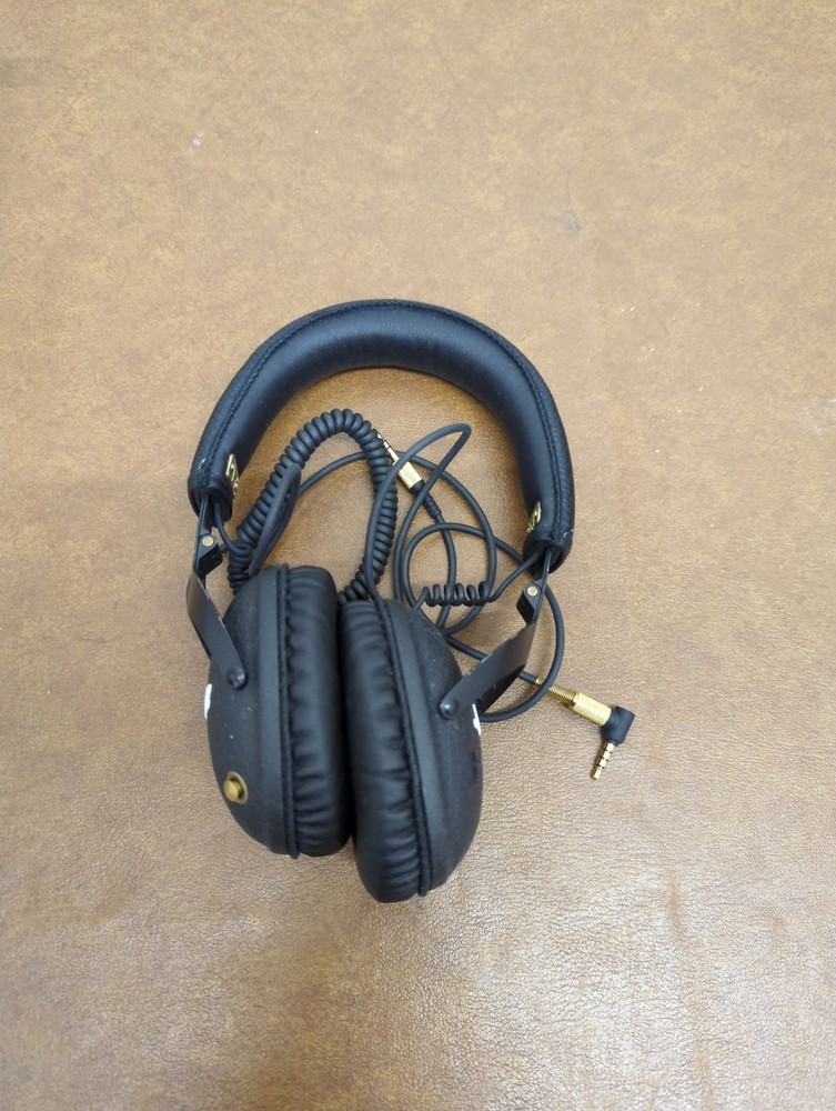 Marshall Monitor Headphones Black Over-Ear Wired With Coiled Cable & Carrying Po