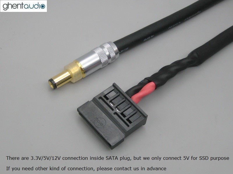 DC33 — Oyaide DC plug to Molex SATA(5V) Canare 4S6 DC Cable for SSD connection