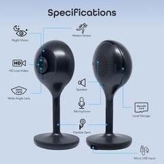 Geeni Look 2 Pack 1080p HD Smart Wi-Fi Security Camera System with Voice Control