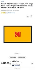Kodak 120″ Fixed Frame Projector Screen, Wall Mounted Projection Screen – READ