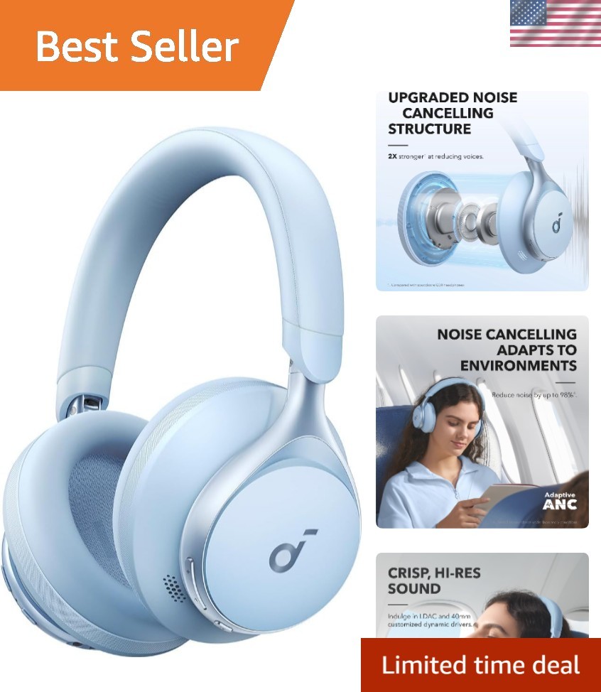 40 Hours Active Noise Cancelling Headphones – Superior Sound & Comfort Design